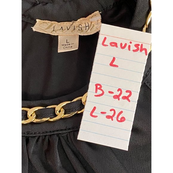 Lavish Black Gold Embellished Neck Women's Size Large Halter Style Flowy Elegant - Picture 8 of 8